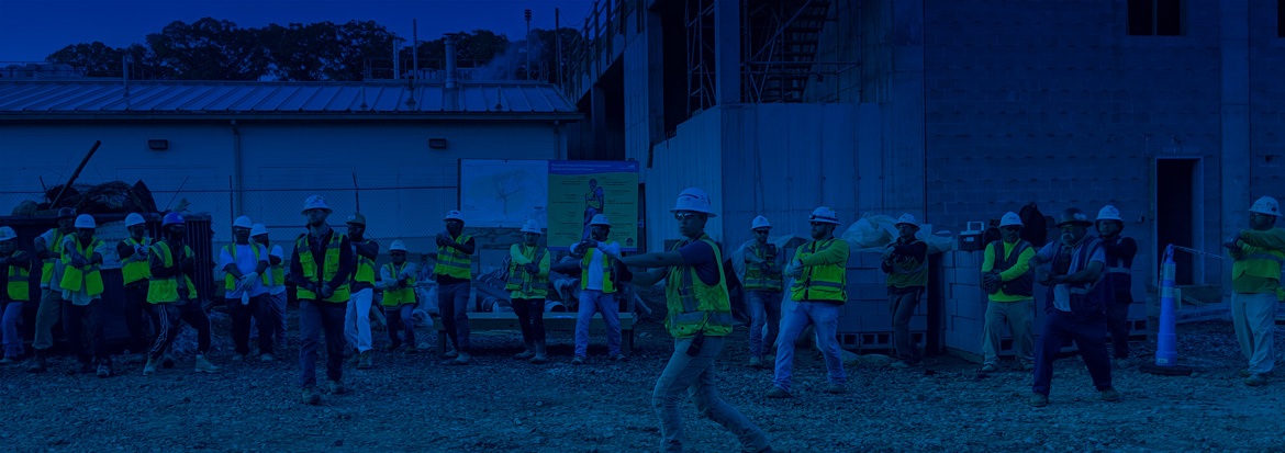 Construction workers with blue overlay
