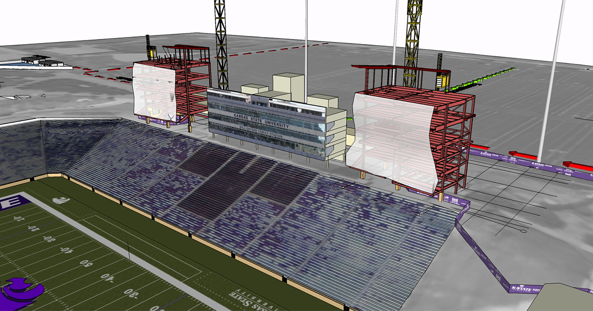 4D logistics plans to show egress paths, construction fencing, and status of construction to athletics stakeholders so they could visualize game days.