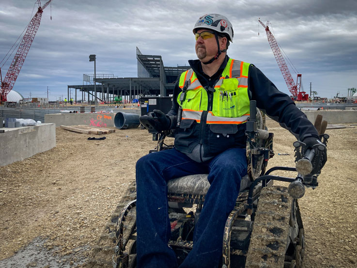 Construction worker all-terrain track wheelchair