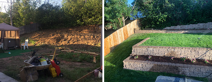 backyard retaining wall renovations