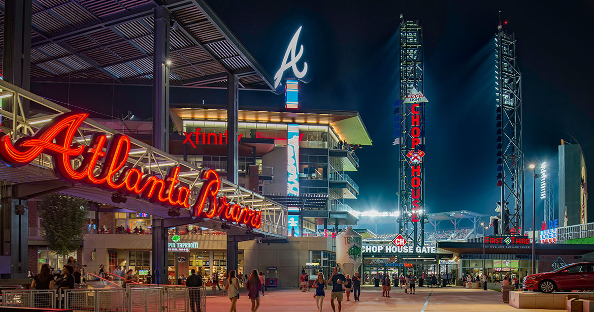 Atlanta Braves facility at night
