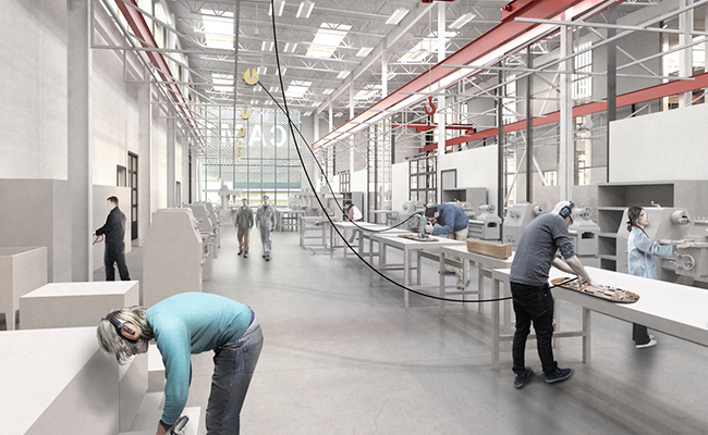 manufacturing facility interior rendering