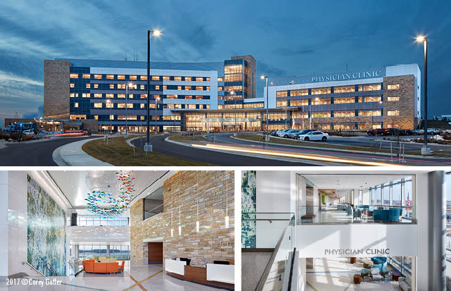 collage of new construction hospital