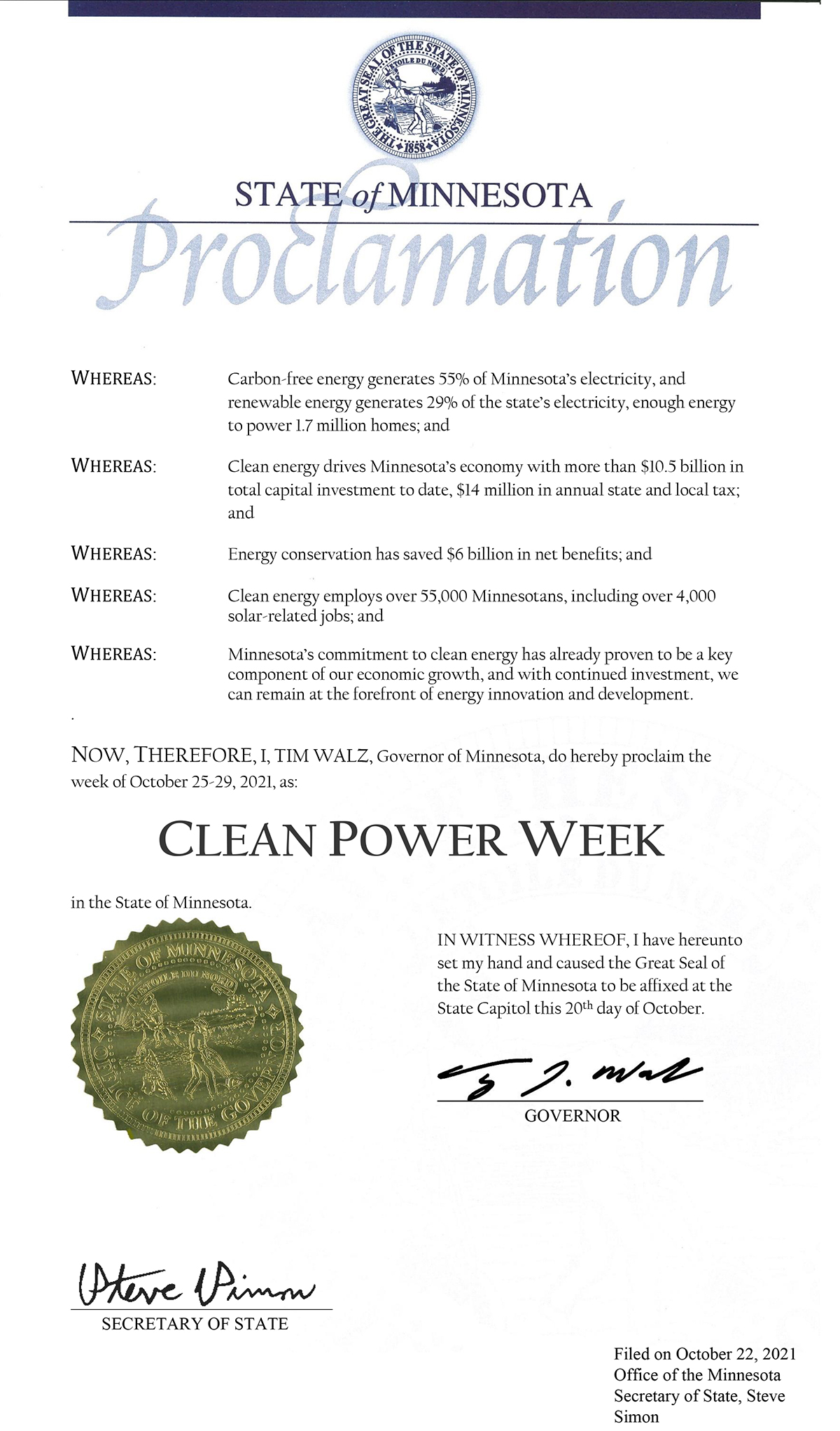 Clean Power Proclamation