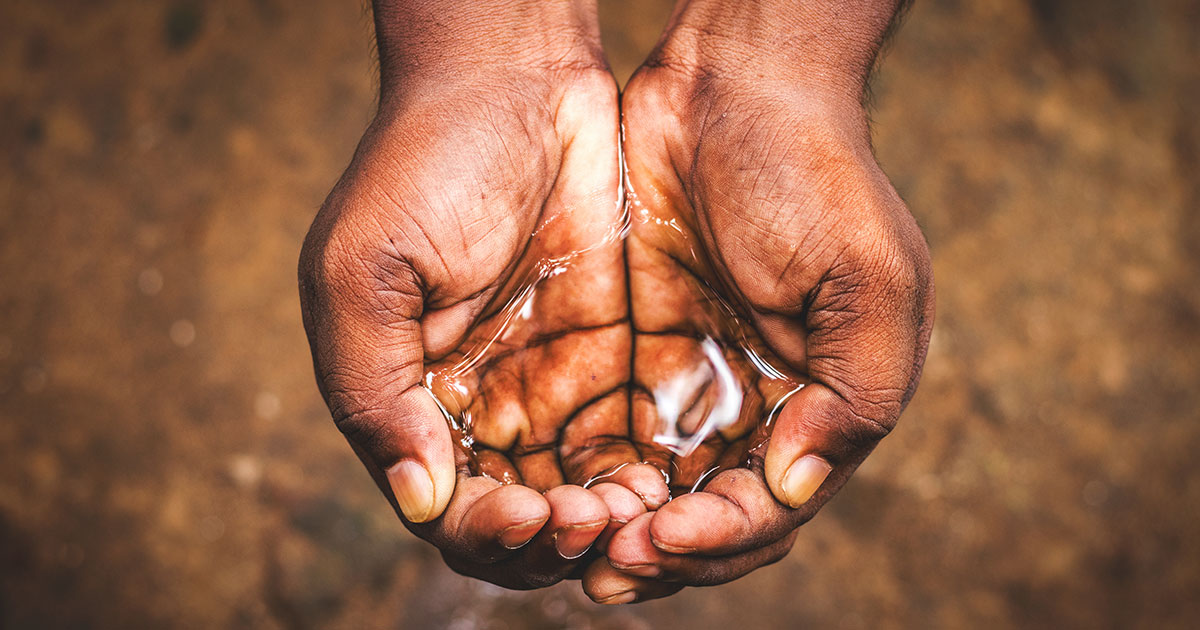 black person's hands filled with water