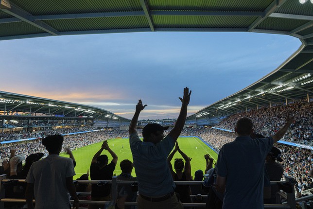 Fans celebrating in Allianz Stadium