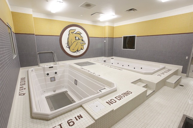 Water tubs for athletes at AMSOIL Arena