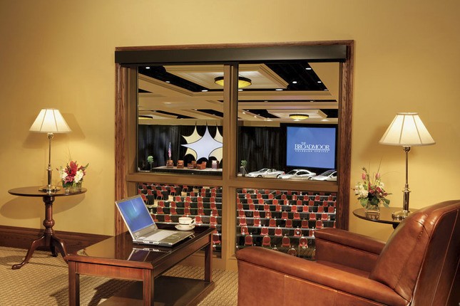 Office room with view of conference hall