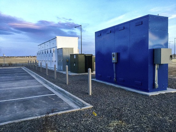 white and blue energy storage units