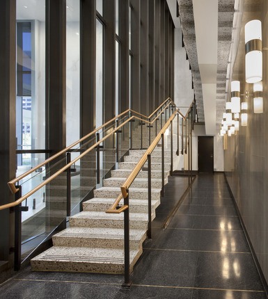 staircase at the renovated Byron G. Rogers federal office building