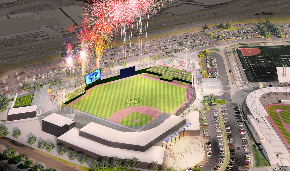 Hillsboro Hops Ballpark fireworks rendering