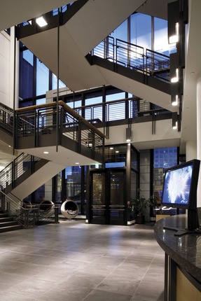 lobby and staircase at MN Public Radio