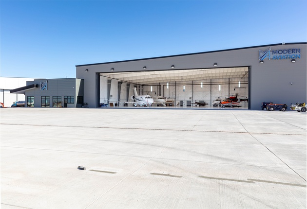 Modern Aviation hangar exterior