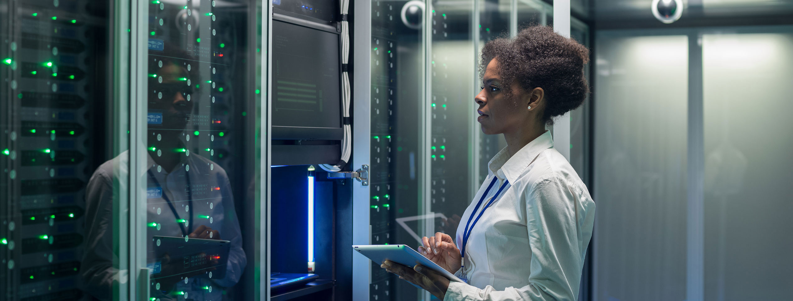 woman looking at new data center
