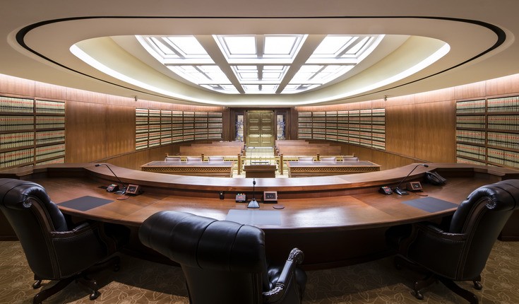 court room at Ralph L Carr judicial center in Colorado