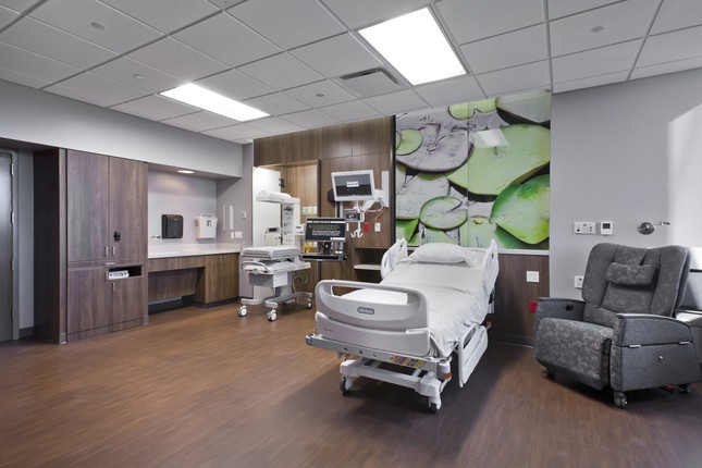 River View Health Expansion and Renovation hospital room with bed and chair