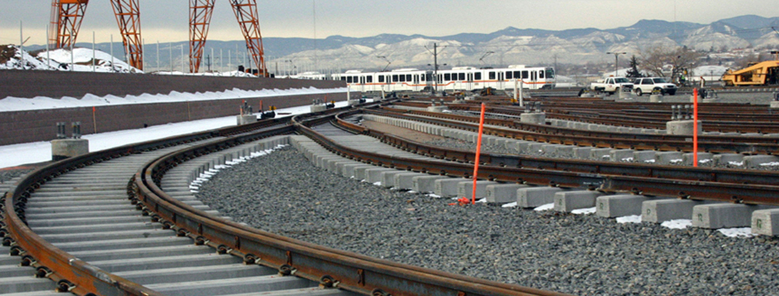 Railroad track construction site