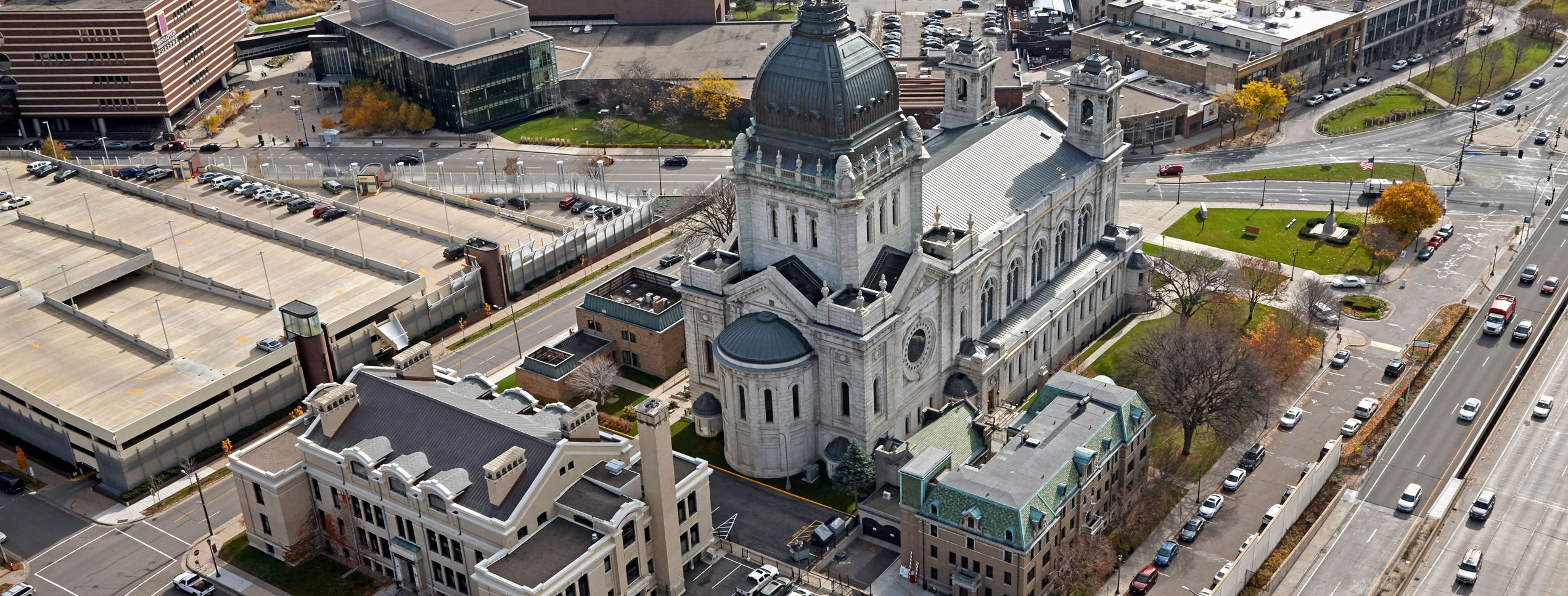 aerial view of Basilica of St. Mary 