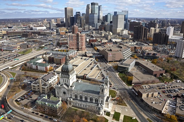 aerial view of downtown Minneapolis