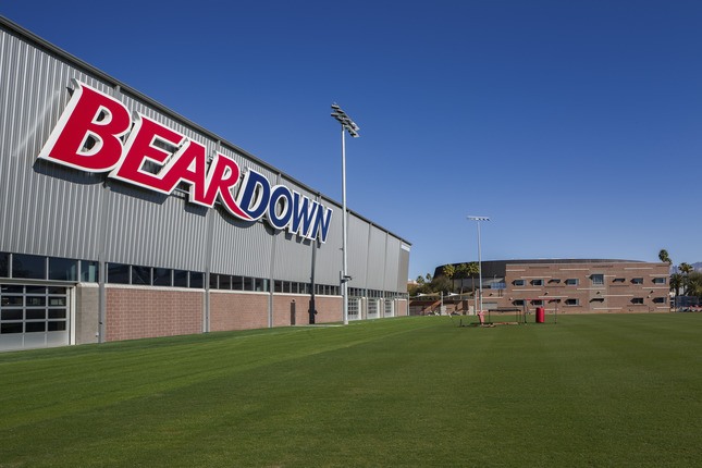 exterior of stadium with bear down on side