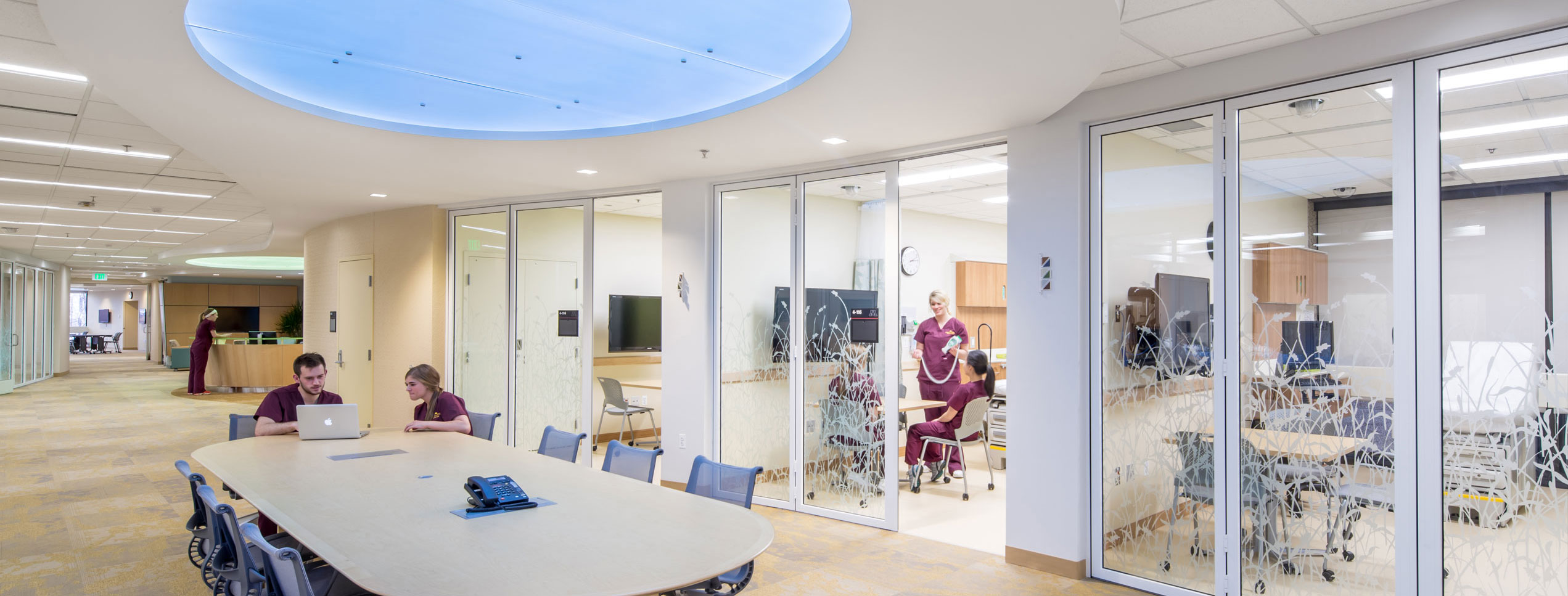 large glass wall medical rooms