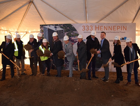 The team breaking ground for the The Rafter at 333 Hennepin in Minneapolis.