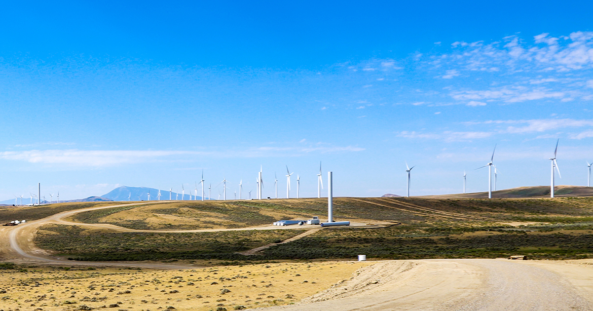 Wind energy project with rolling hills