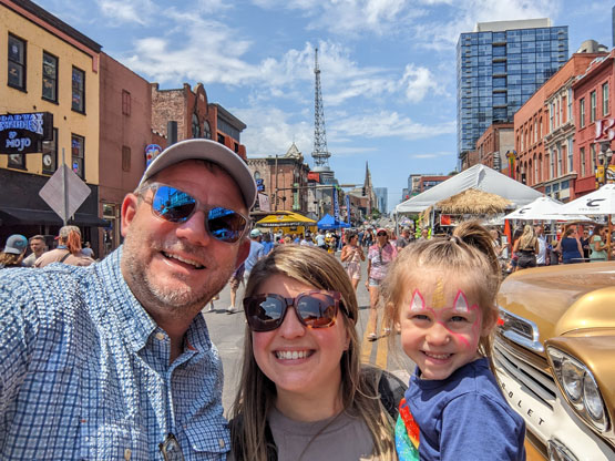 Brady and family on Broadway Downtown Nashville