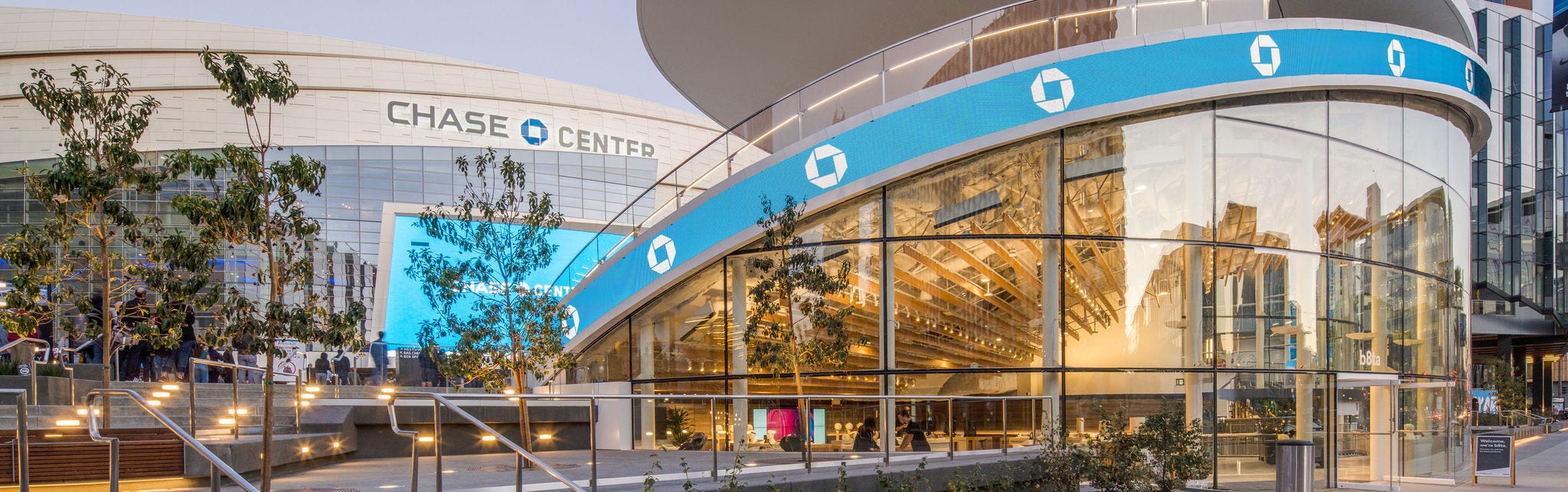Modern Chase Center Exterior at Dusk