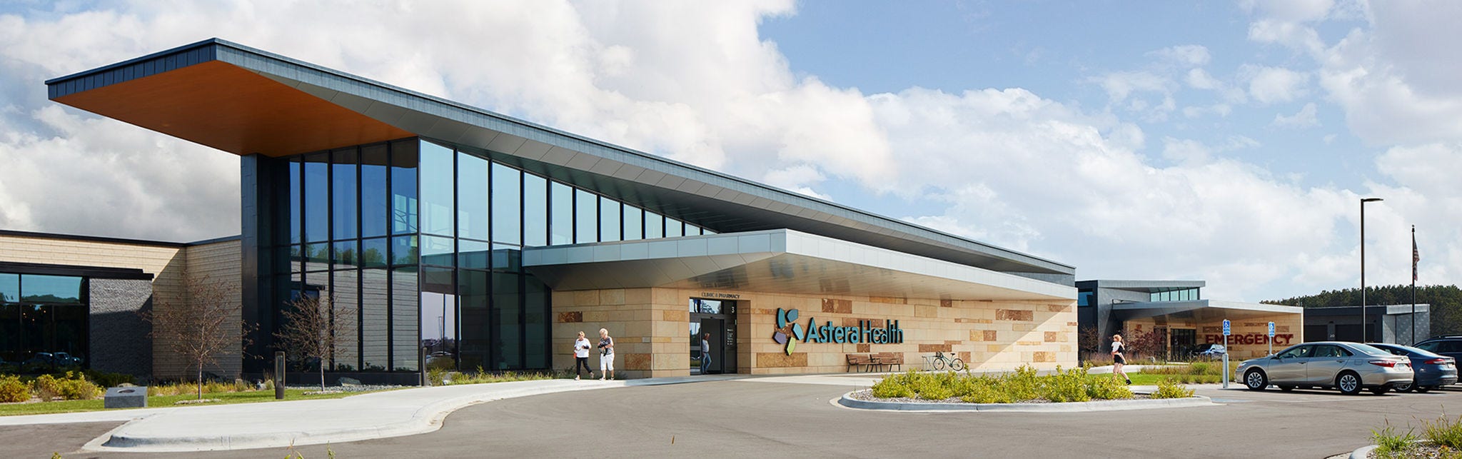 Modern healthcare facility with glass facade