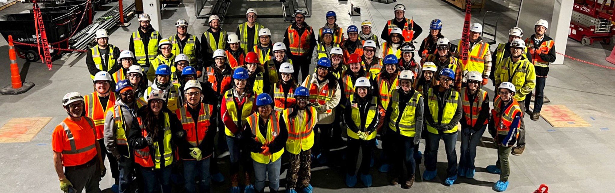 Group of construction workers in safety gear